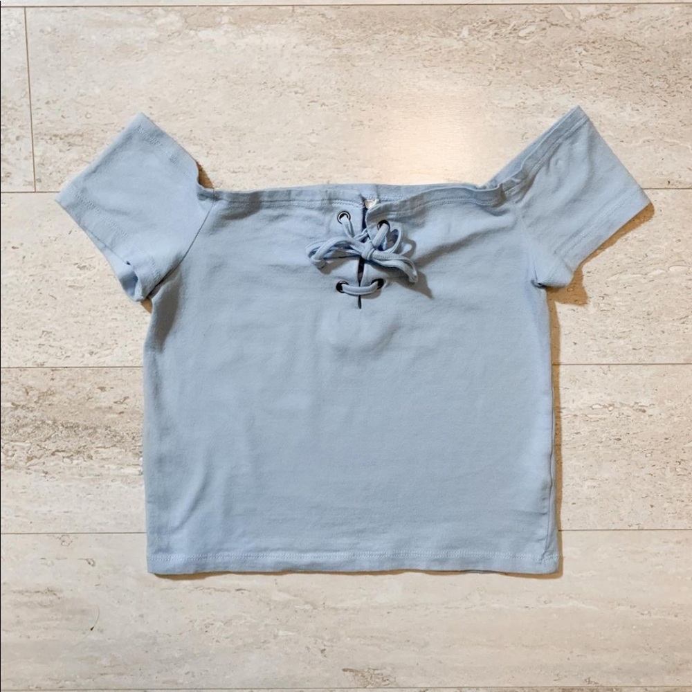 pacsun off the shoulder top with tie in the middle